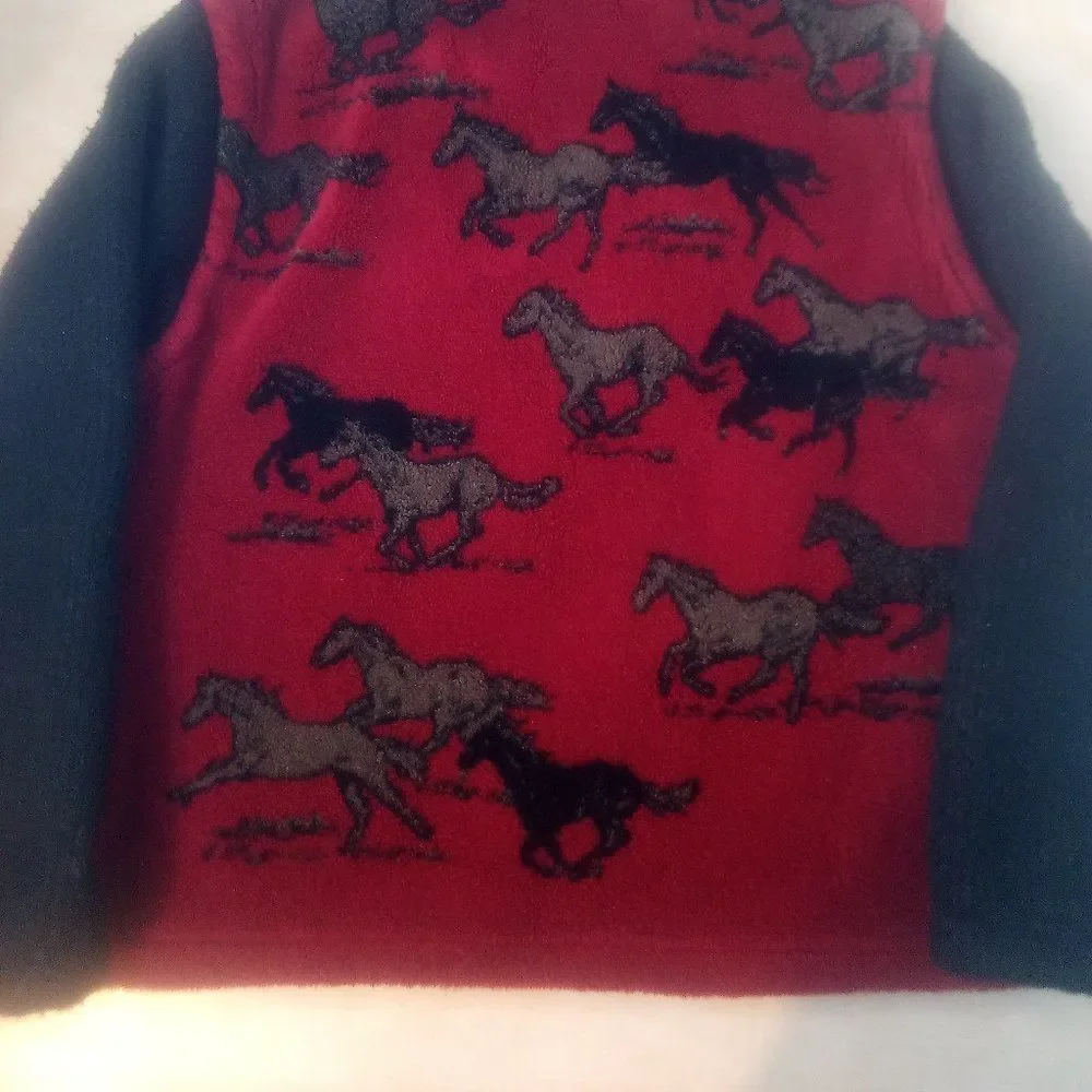 Vintage Black Mountain Horses AOP Fleece Zipper Jacket - Picture 10 of 11
